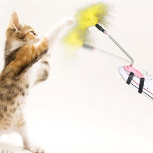 Wholesale interactive cat toy feather teaser toy stick cheap cat toys